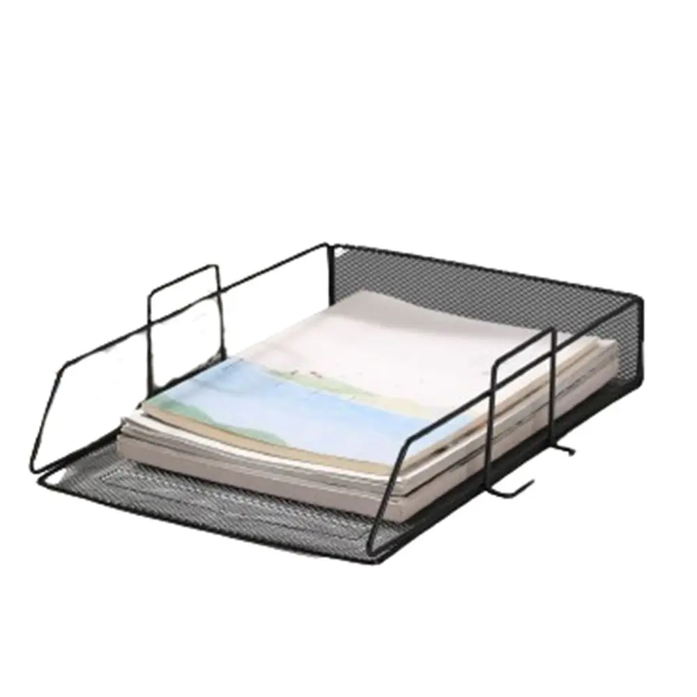

Single Layer File Storage Rack Stackable Space Saving Desktop Document Shelf Sturdy Durable Letter Tray Organizer