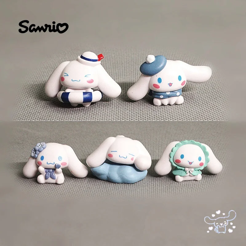 5pcs Sanrio Cinnamoroll doll Action Anime Figures Cinnamoroll Cartoon Kawaii Tabletop Decoration Room Ornament toys Kids Gifts