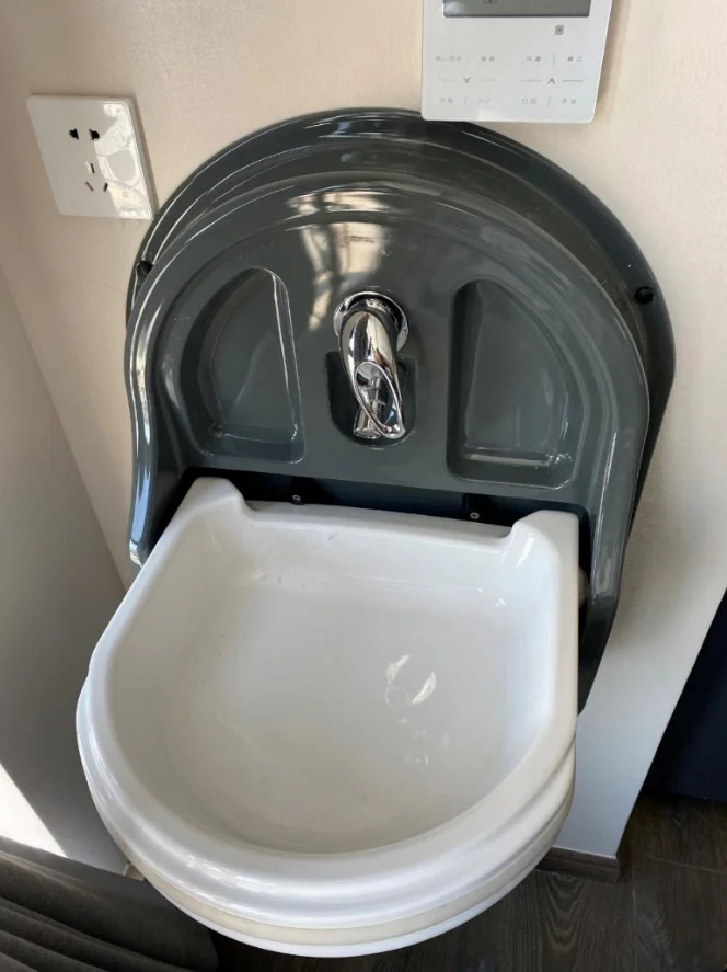 White/Grey RV Folding Wash Basin Sink, Compact Wall‑Mount Sink 484*594*416mm For RV / Caravan / Campervan / Travel Trailer