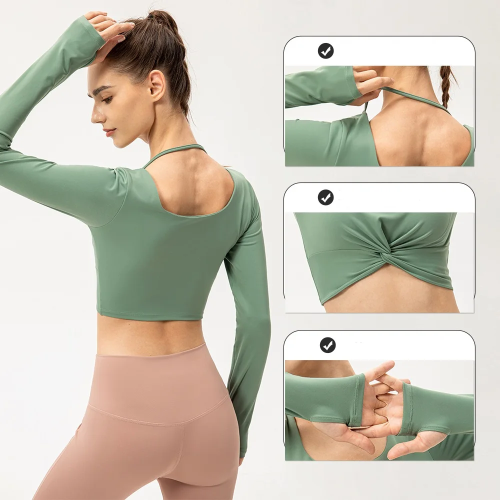 Long sleeve Fitness crop top Exercise Yoga Top Women's Seamless T-shirt Fitness Crop Top Exercise Sports Blazer Exercise Sports