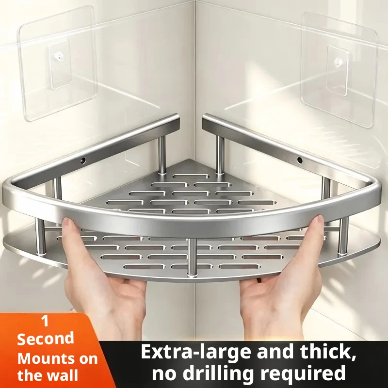 Bathroom Storage Wall Mount Shampoo Makeup Storage Holder Bathroom Accessories No Drilling Wall Shelf Shower Holder For WC