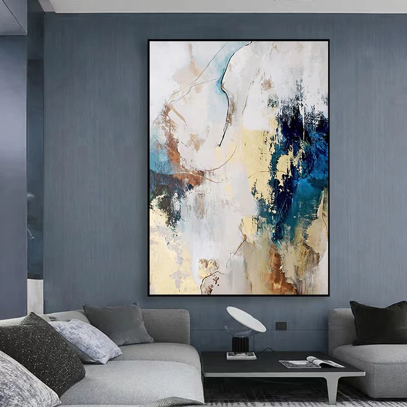 

Hand-painted Oil Painting Abstract Gold Foil Decorative Painting Living Room Wall Large Vertical Canvas Mural Modern Minimalist