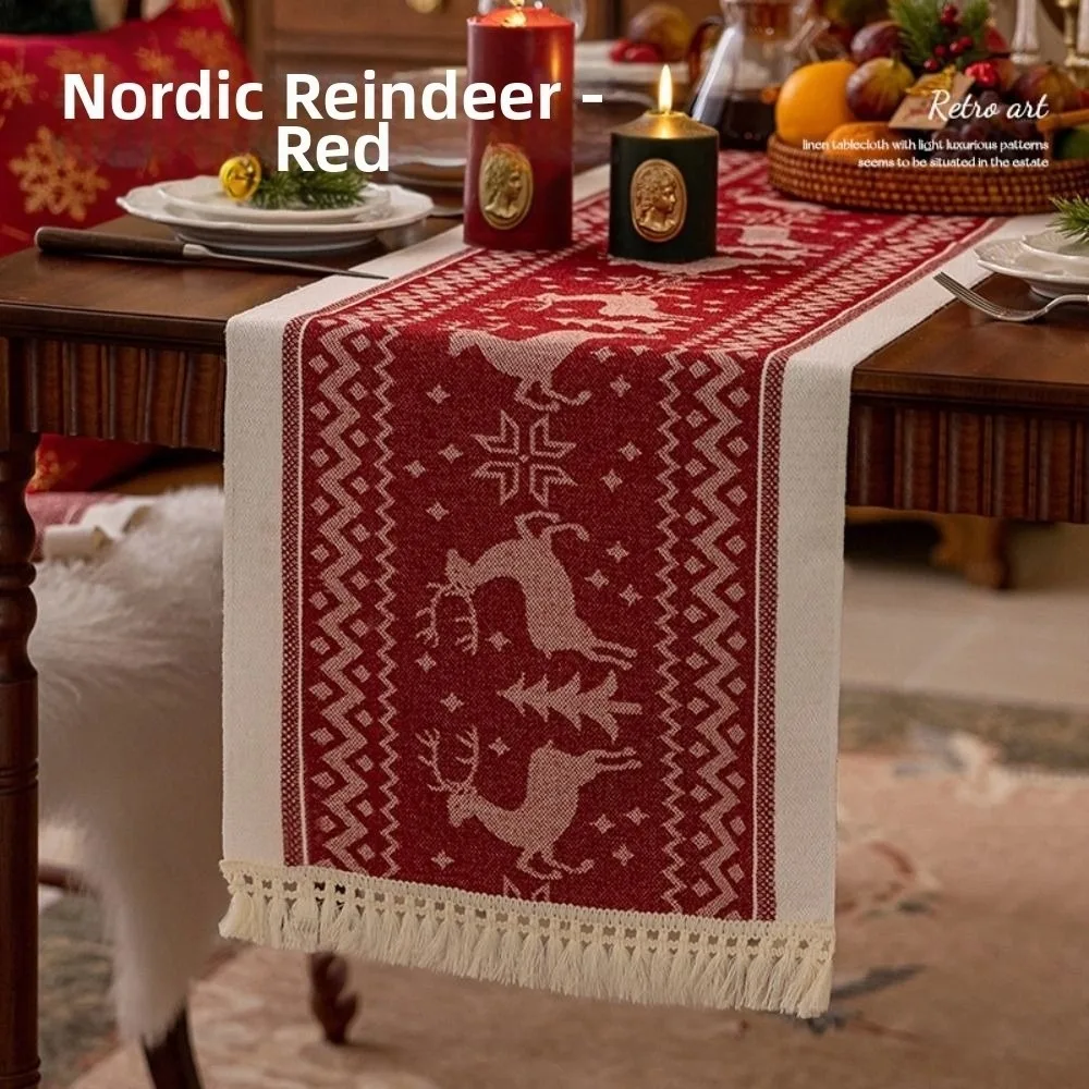 

Creative Rectangle Christmas Table Runner Red Thickened Table Cover Table Flag Long Xmas Desktop Decoration Kitchen Decoration