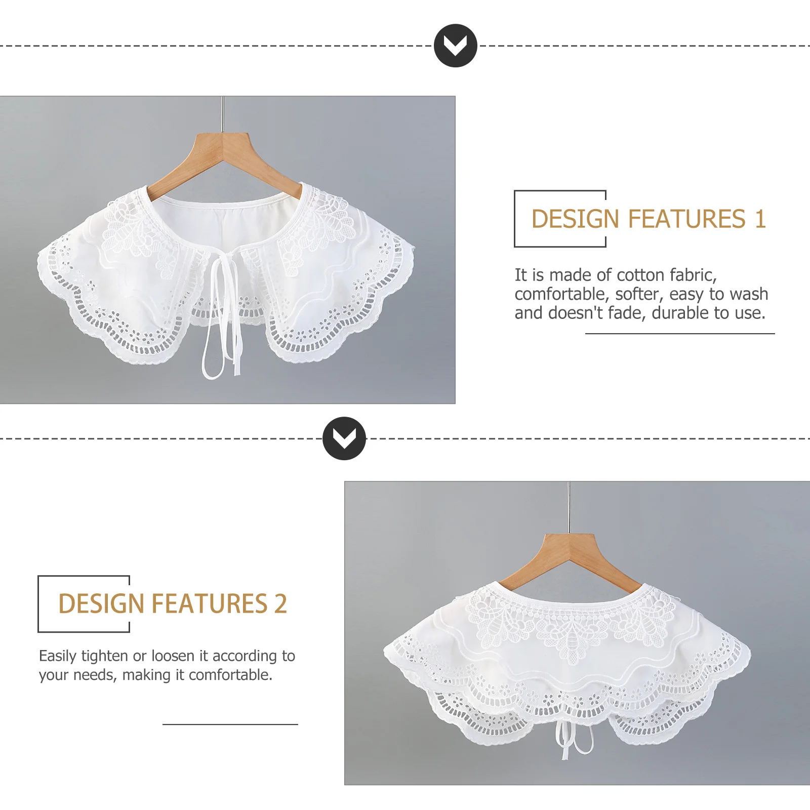 

1pcs Cotton Lace Shawl Collar Detachable False Neckline For Women Fashion Blouse Accessory Ruffle Dress Trim Costume Collar