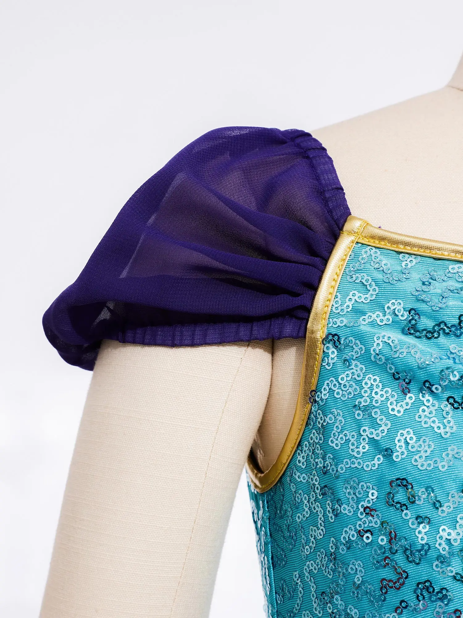 

Girls Arabian Princess Cosplay Costume Halloween Carnival Belly Dance Jumpsuit Shiny Rhinestones Sequined Tulle Overlay Rompers