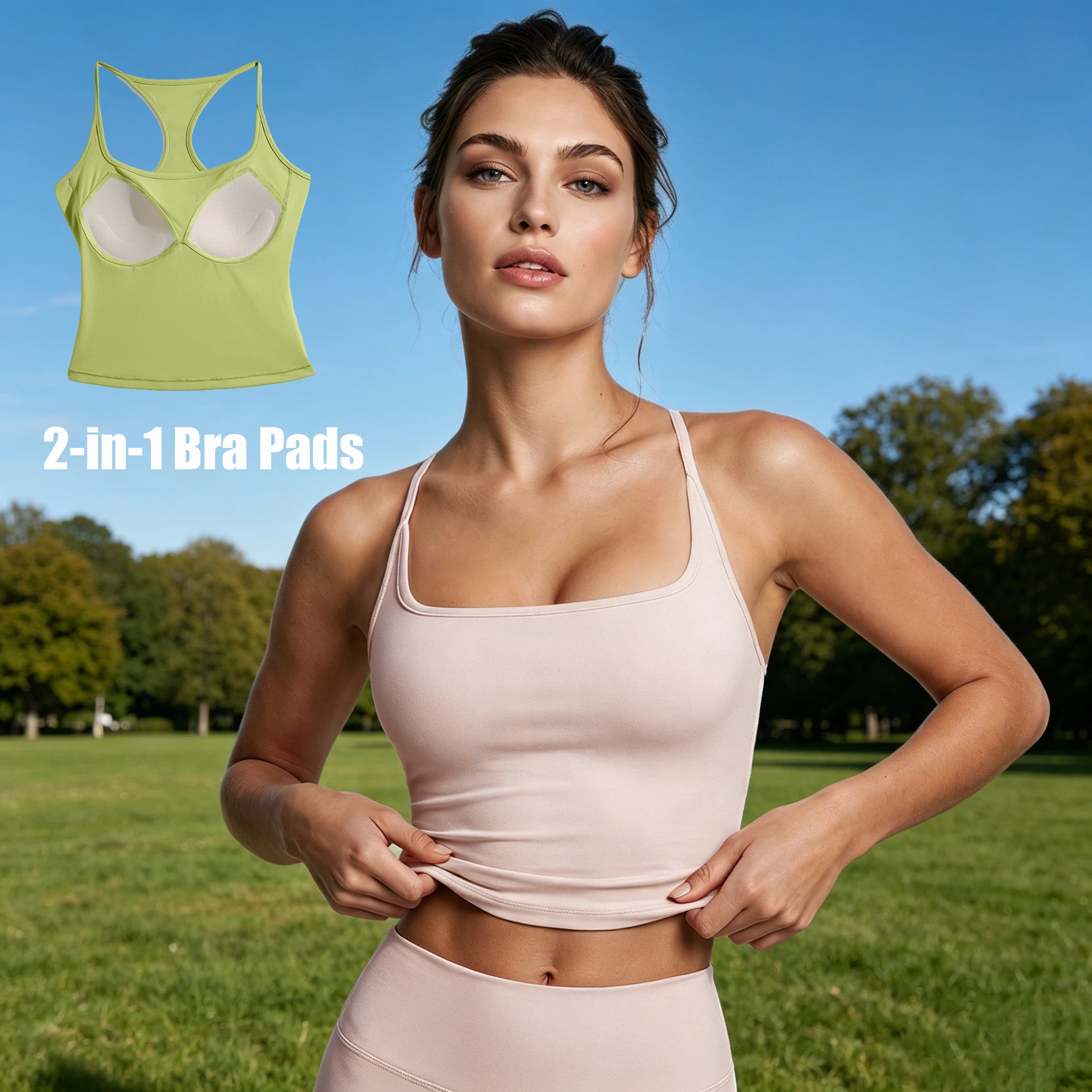New U-Neck Women's Tank Top Slimming Sports Bra with Shock-Absorbing Support and Lift Sexy Yoga Top Workout Bra with Padded Cups