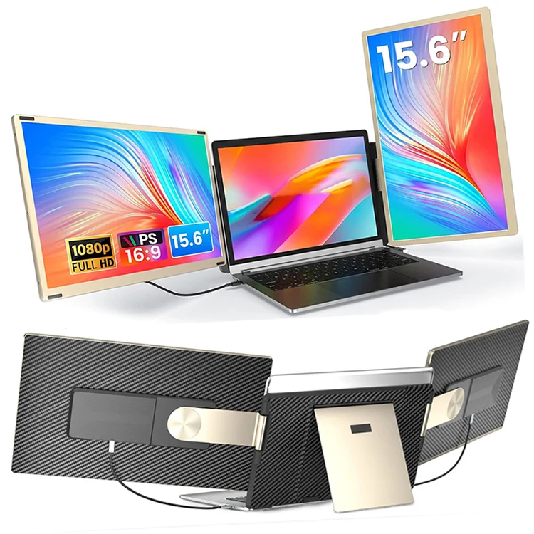 

Factory Wholesale Laptop Screen Extender S6 15.6" FHD 1080P Triple Laptop Monitor Extender Working with Windows Mac Chrome