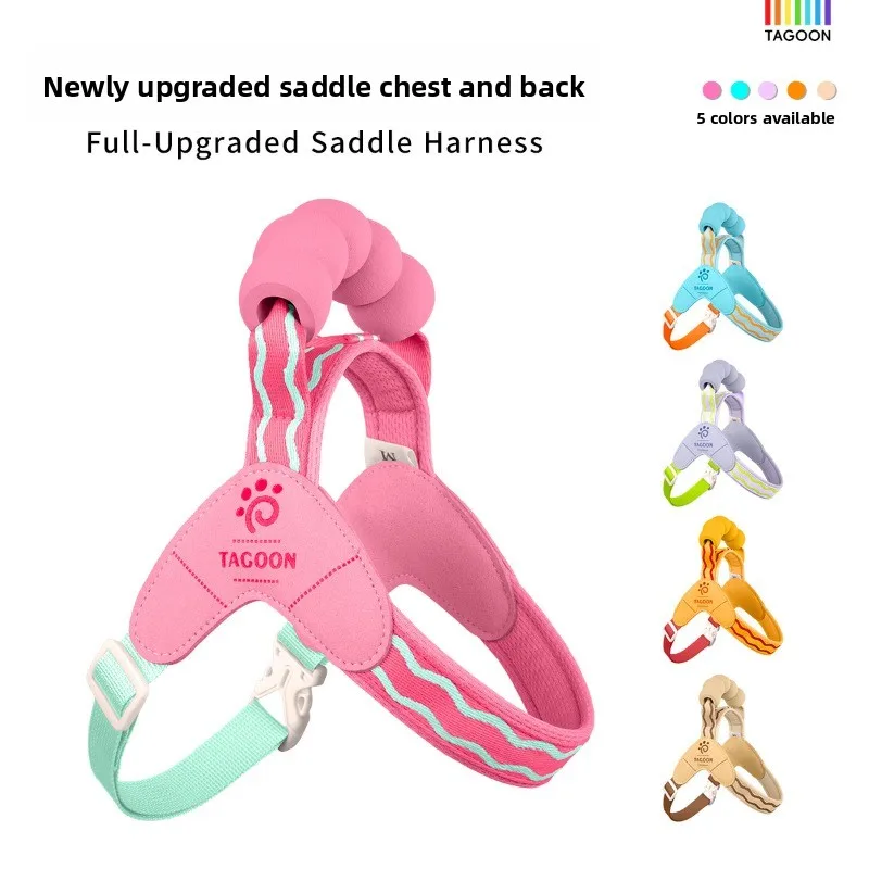 

Y-Shaped No Pull Dog Harness, Adjustable Breathable Vest with Handle for Small Medium Dogs Bichon Teddy, Leash Set