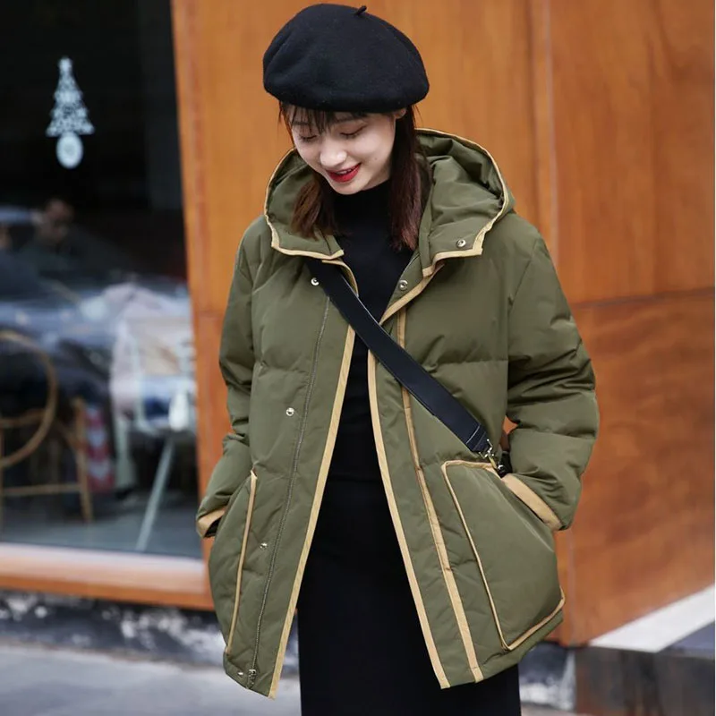 

2023 New Autumn Winter Fashion Women Cotton Coat Hooded Lightweight Down Cotton Coat Casual Loose Thicken Warm Short Cotton Coat