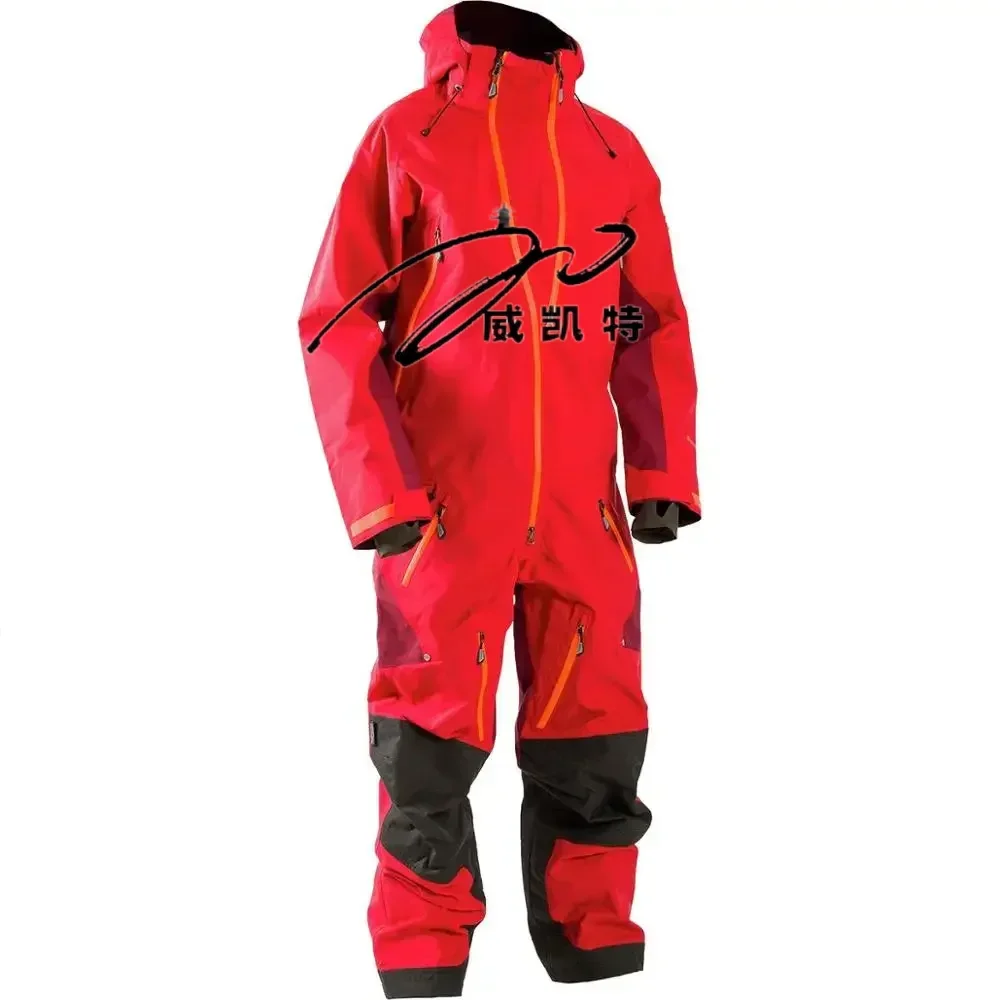 Winter waterproof men's one-piece ski suit with 100% polyester fabric that can be customized