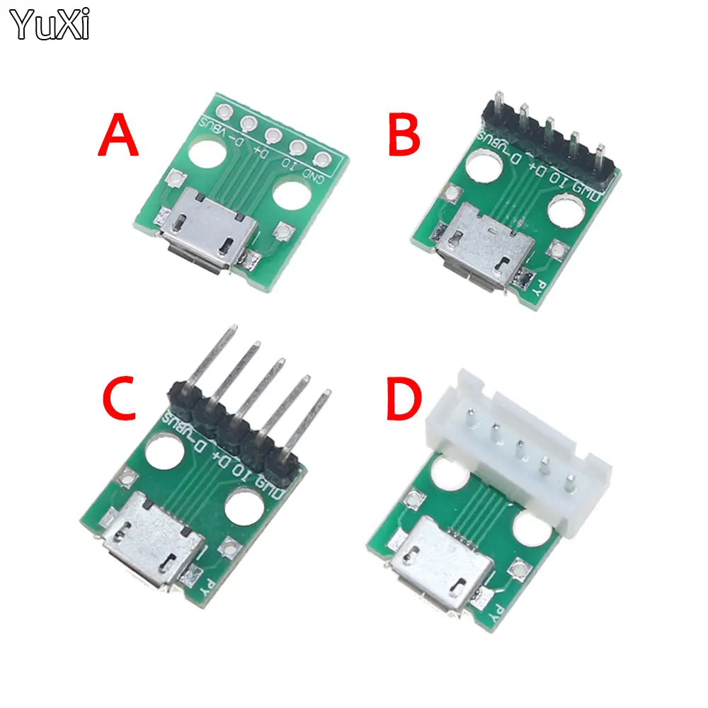 

YUXI 10PCS MICRO USB To DIP Adapter 5pin Female Connector B Type PCB Converter Breadboard USB-01 Switch Board SMT
