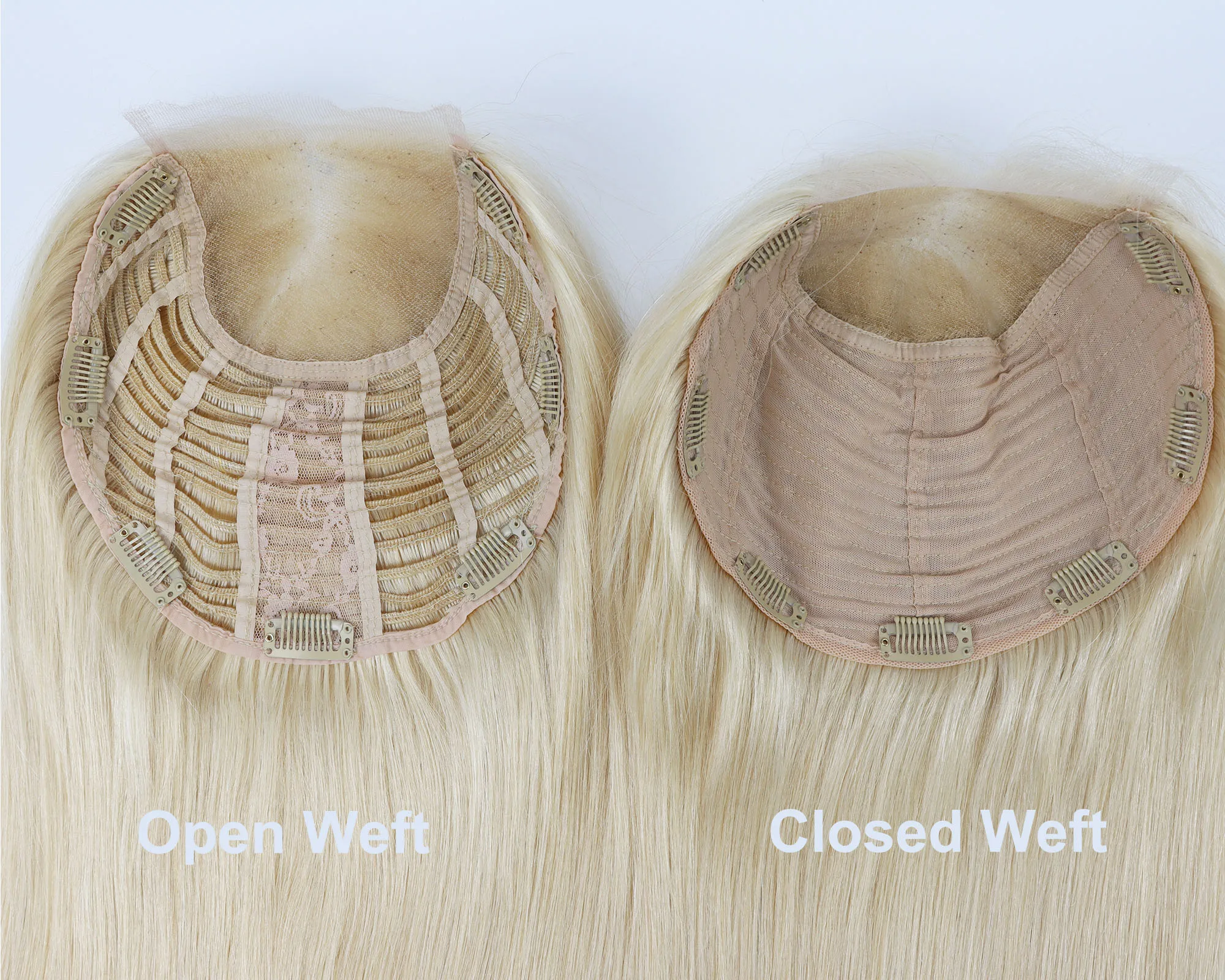 Topper de cabelo humano remy real com trama fechada base de pele de seda peruca para mulheres parte superior de renda postiços com clipes em loiro claro