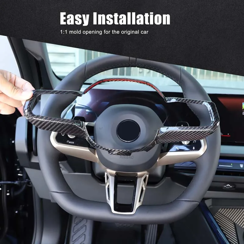 

Real Carbon Fiber Car Steering Wheel Button Cover Trim For BMW 5 Series G60 2024-2025(Sports Version)Interior Car Accessories