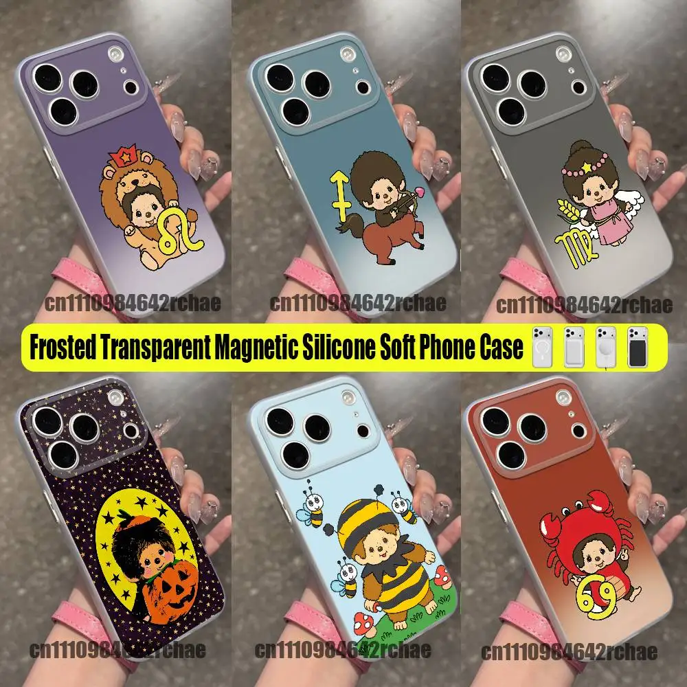 For Twelve Zodiac Signs Monchhichis Phone Case For iPhone 15 16 12 14 13 17 11 E Mini Plus Pro Max For Magsafe Magnetic Clear