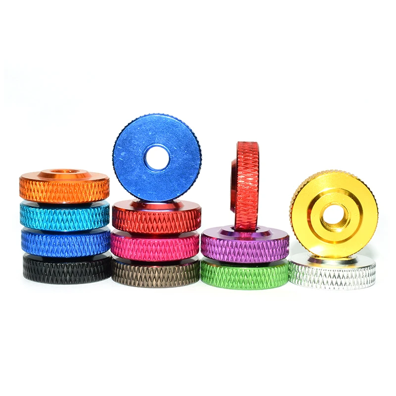 Knurled Thumbnut M3 M4 M5 M6 Aluminum Thin thumb nut with small step aluminum hand tighten nut colourful anodized