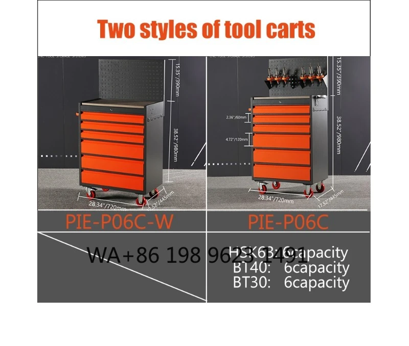 Heavy Duty Steel 6 Drawers Tool Trolley with Handle Rolling Tool Box on Wheels for Marble Granite Stone Processing & Workshop