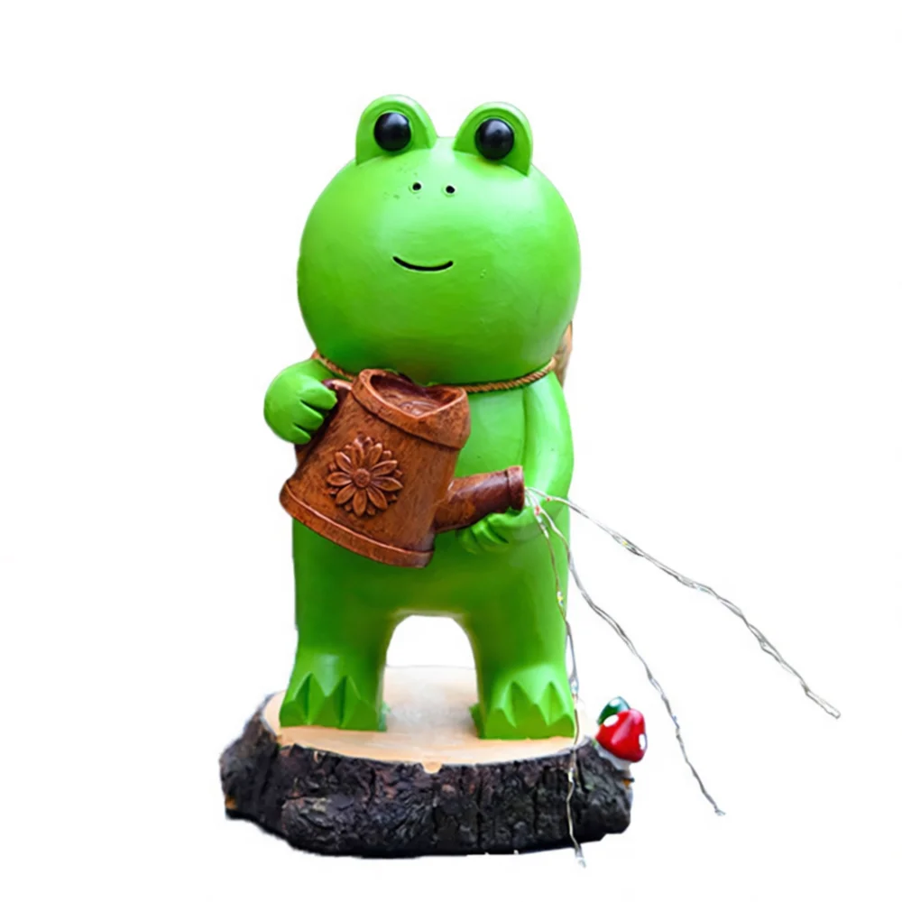 Waterproof Solar Frog Kettle Sculpture Resin Garden Light Outdoor Decor Decorative Animal Statue Lawn Yard Ornament
