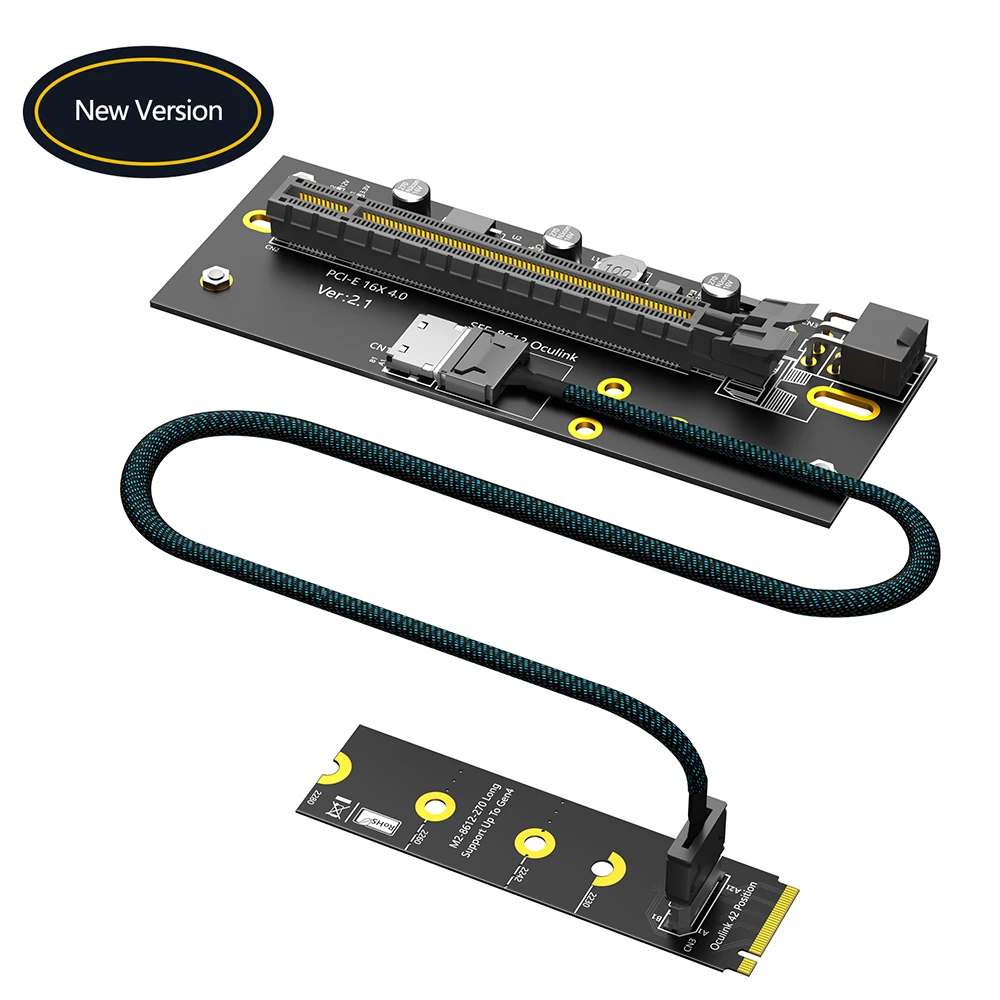 new M.2 M-Key 2242/2260/2280 to PCI-e 4.0 X16 with Oculink SFF-8612 Extension Cable As External Graphics Card, right orientation