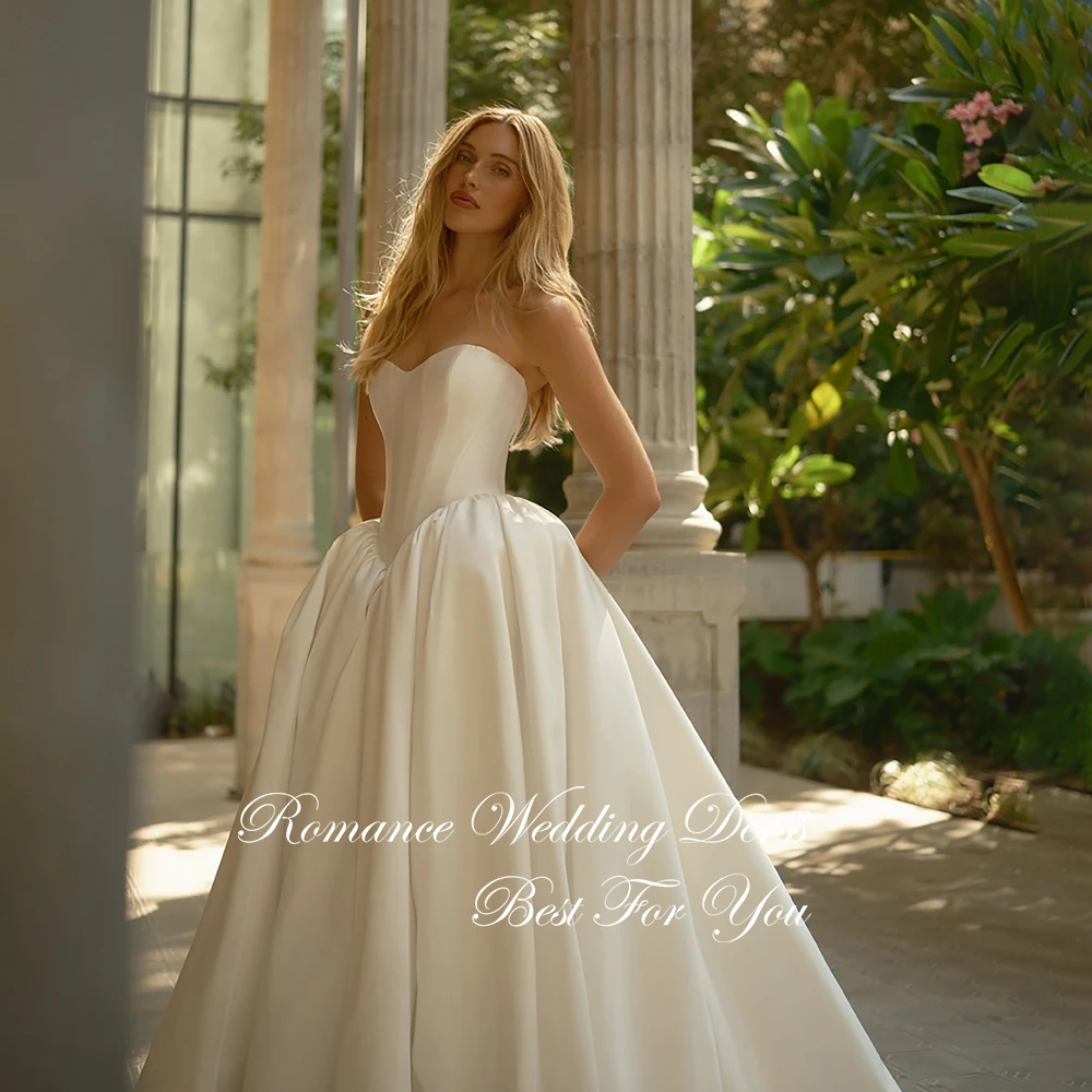 Vestido De Novia plisado Simple con forma De corazón, vestido De Novia 2025, sin mangas, espalda abierta, vestido De Novia personalizado