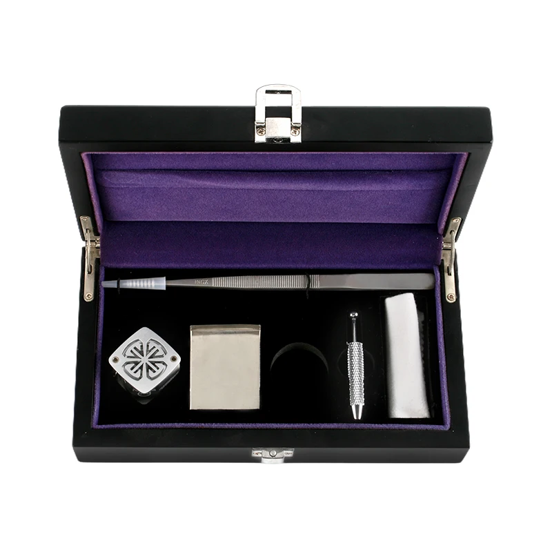 Premium Diamond Evaluation Set 20.5mm Triplet 10x Loupe Tweezers Scoop Polishing Cloth Gem Holder Jar Wooden Box