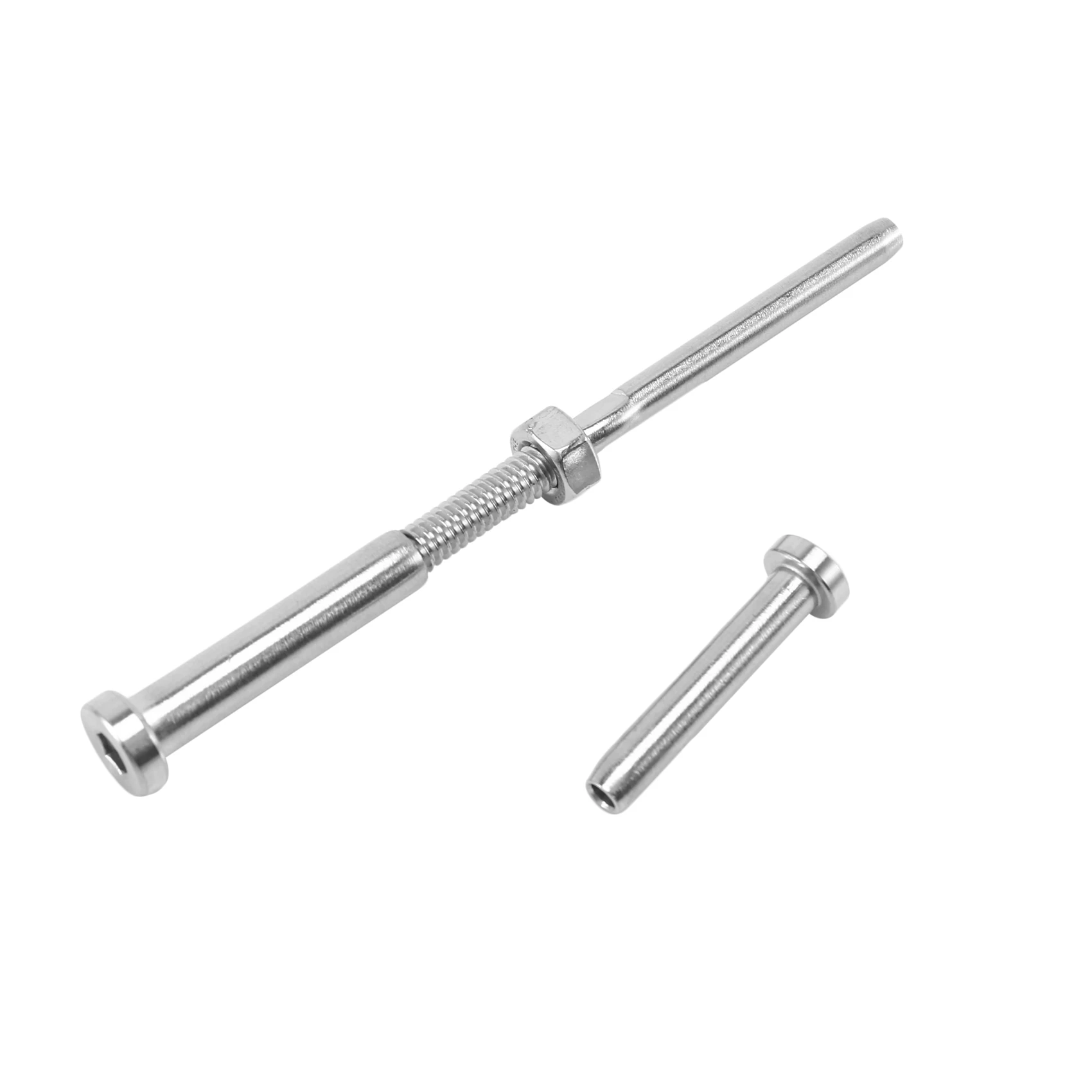 ABKW-20 Pairs Stainless Steel 316 Grade Cable Railing Threaded Stud Tensioner Receiver & Flat Head Stemball Terminal For 1/8 Cab
