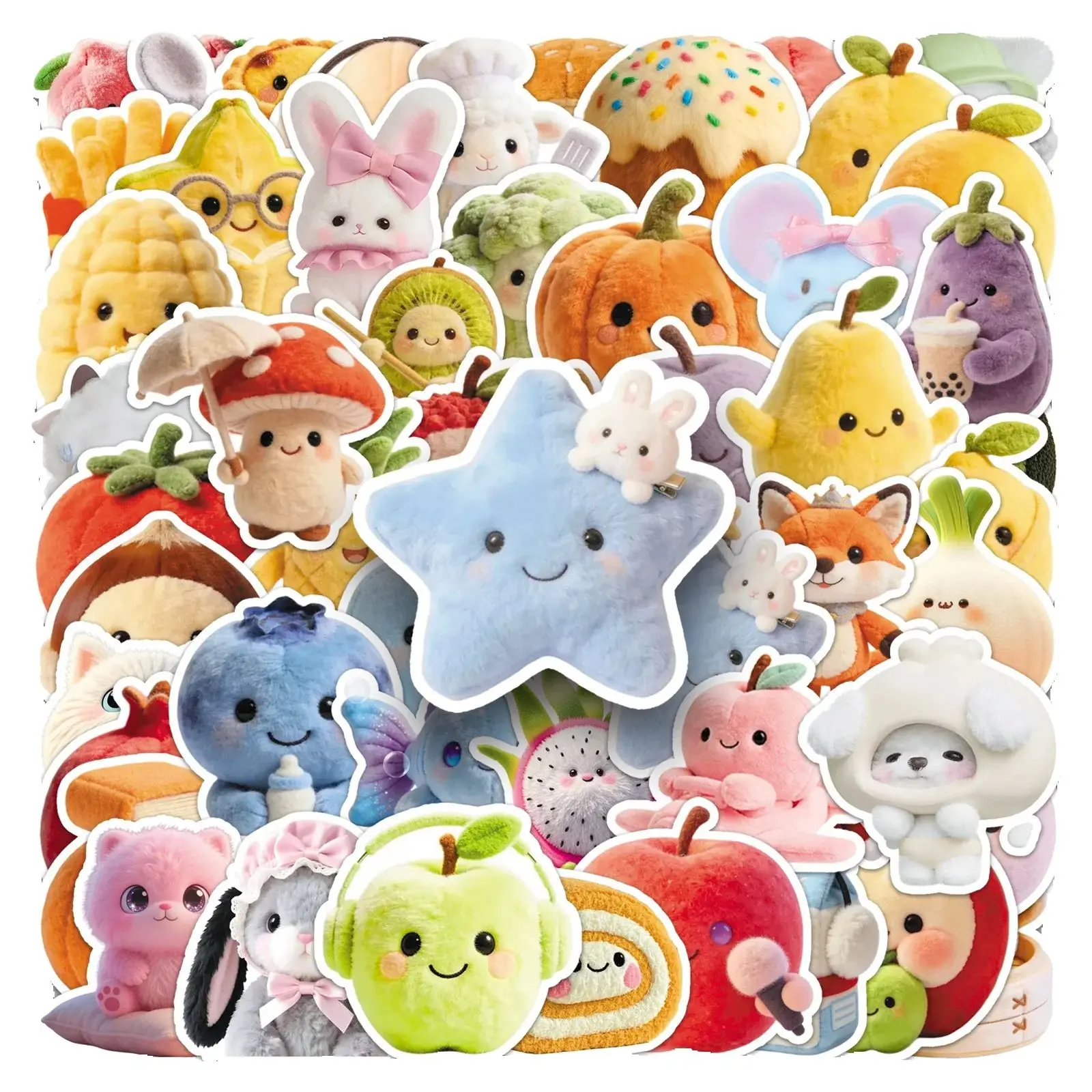 

50PCS Cartoon Cute Doodle Stickers Creative Plush DIY Decoration Mobile Phone Case Notebook Water Cup Toy Gift Stickers