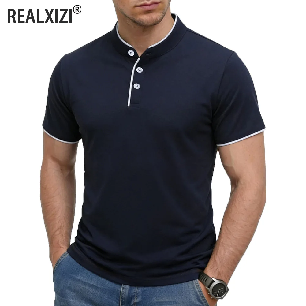 Summer Casual T-shirts Men's Short Sleeve Polo Shirts Button Tshirts Lapel Lightweight Shirts Male Solid Color Tops Clothing