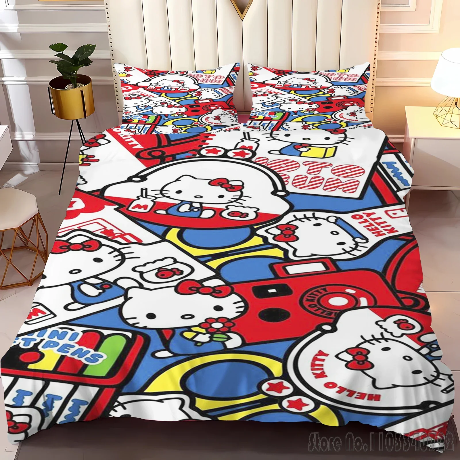 Hello Kitty cartoon Love Child Duvet Cover Set HD Comforter Cover Bedclothes for Kids Bedding Sets Bedroom Decor