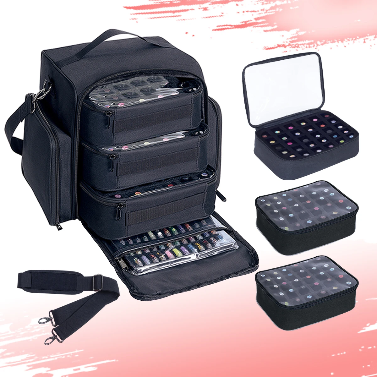 UOZL Large Nail Polish Organizer - Holds 90 Bottles (15ml/0.5 fl oz), comes with 3 detachable bags and 4 zipper pockets, an idea