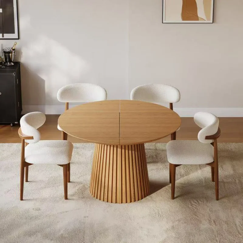 custom.2026 Conference Office Lounge Coffee Dinner Hotel Leisure Solid Wood Round Restaurant Expandable Dining Table