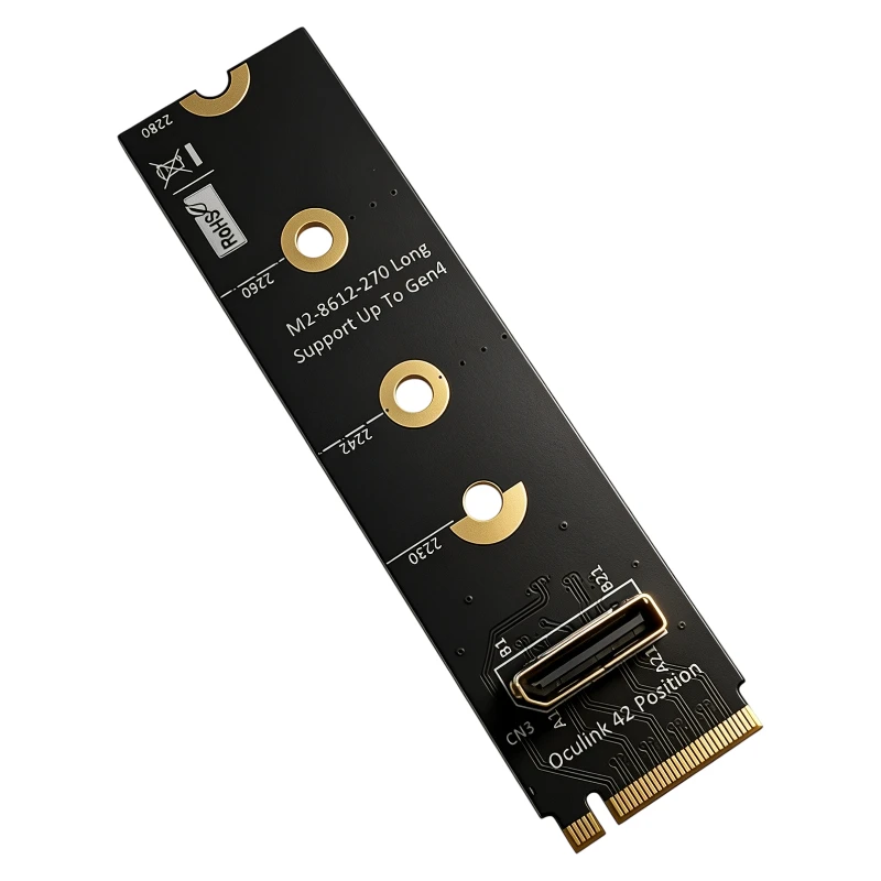 M.2 NVME M‑Key to Vertical Type‑B SFF‑8612 Oculink Adapter Card Riser PCIe Gen4 Support 2230 2242 2260 2280 For External GPU SSD