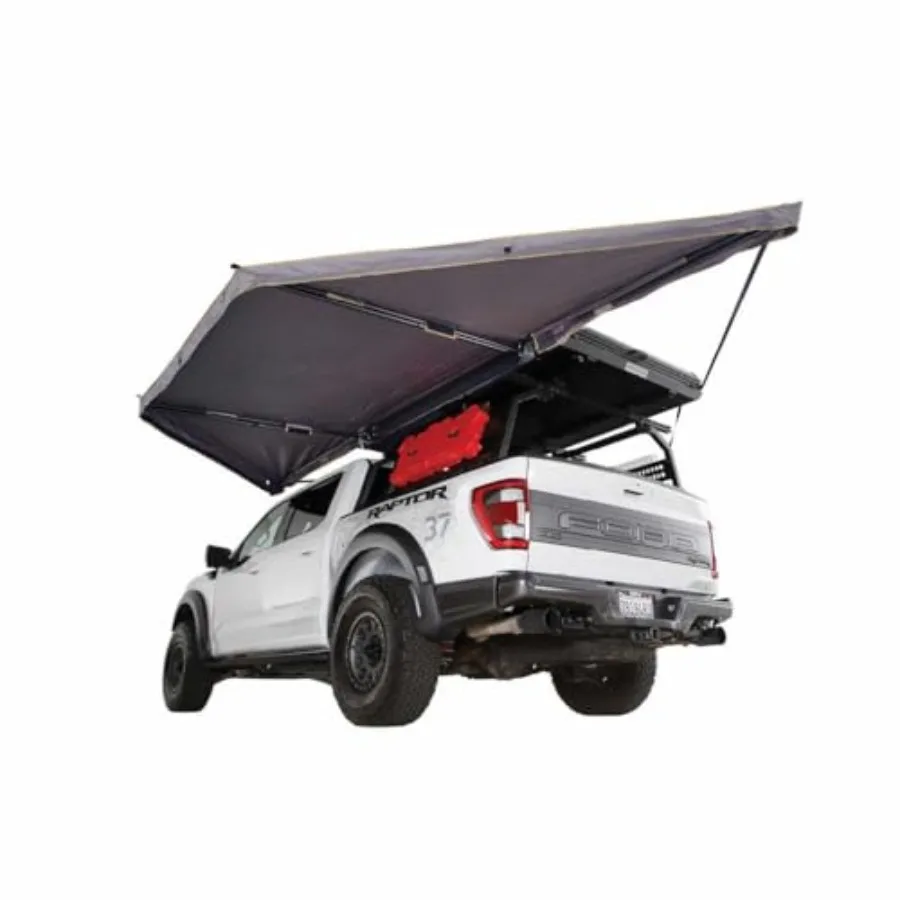 19609917 HD Nomadic 180 LTE Awning Universal 59 Sq Ft of Coverage Dark Gray Fabric with Black Travel Cover Included Twist and L