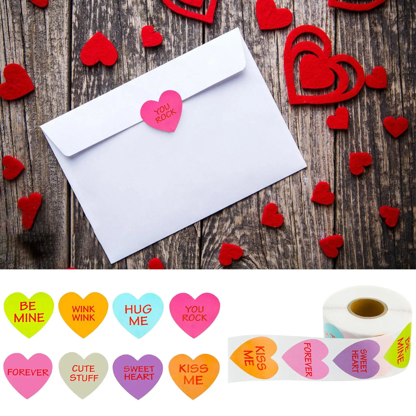 500x Valentines Day Stickers Scrapbooking DIY Stickers Packing Bag Packaging Labels for Valentine Party Wedding Craft Decor