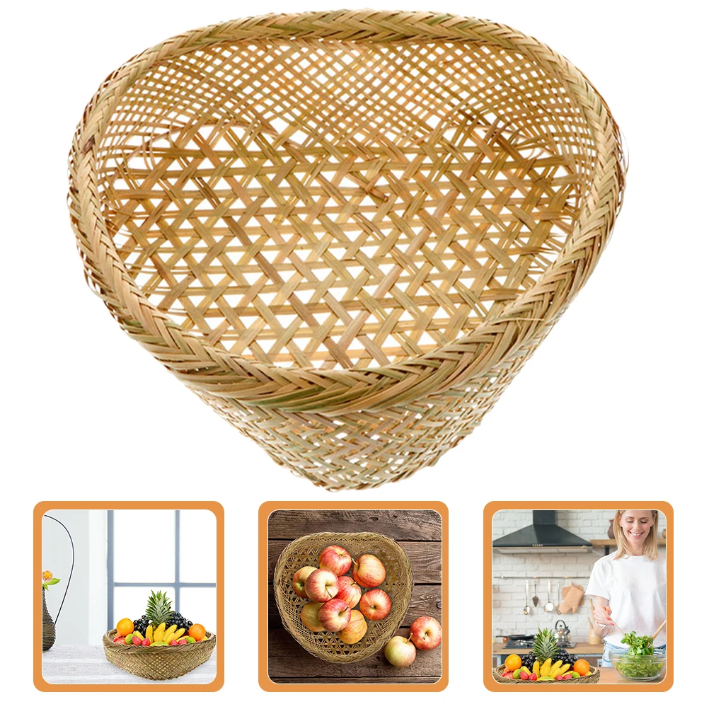 

Woven Bamboo Basket Large Capacity Storage Organizer For Bread Vegetable Fruits Picnic Sundries Container Lightweight Portable