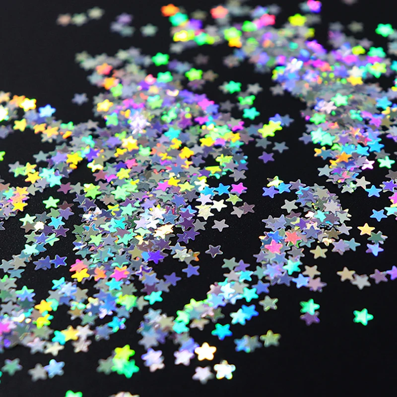 【F】Colour Holographic Laser Nail Glitter Mix Star Shape For Nail Art Nail Charm 3mm Star Bling Decoration Accessories