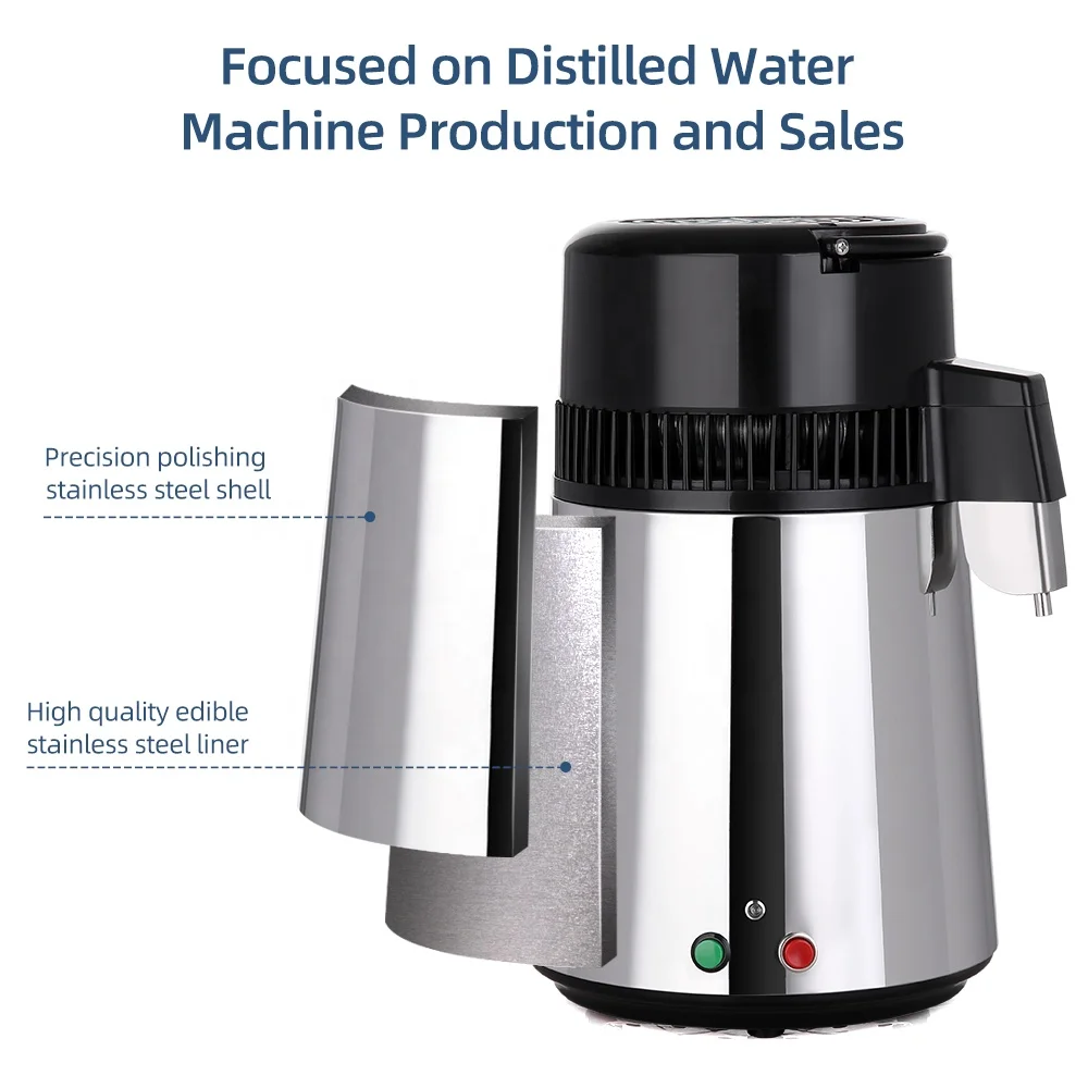 Countertop Double Button 750W Home Water Distiller With 4L Glass Jug