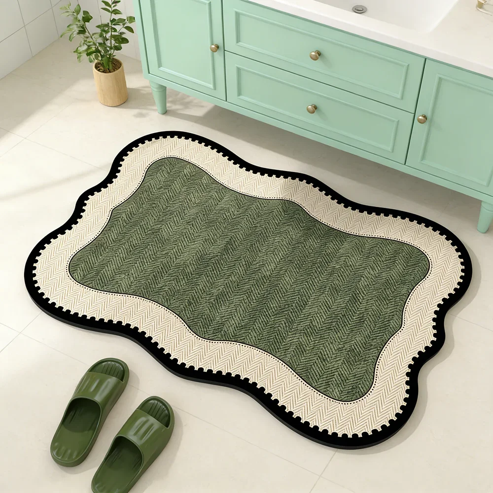 Vintage Diatomite Bath Mat Non-Slip Absorbent Quick Dry Bathroom Door Mat Printing Kitchen Floor Rug Home Decor Carpet 40x60cm