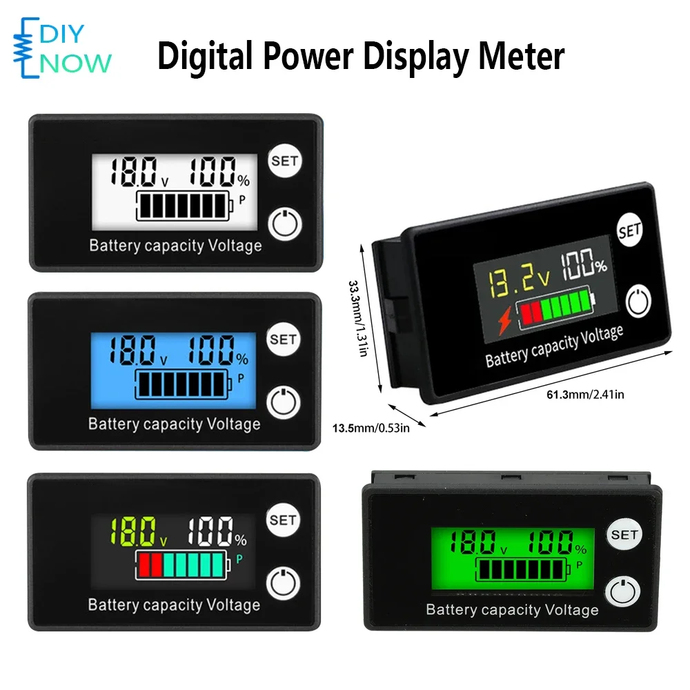 DC8-100V Battery Capacity Indicator Battery Monitor Voltage Meter with Alarm for Lithium Ion Lead Acid Battery Voltage Tester