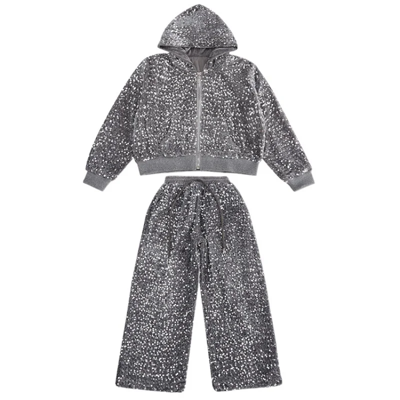 Girls Coat+Pants Kids Suits 2PCS/Set Cotton 2024 Dazzling Spring Autumn Cotton Tracksuit Sport Suits Children Clothing