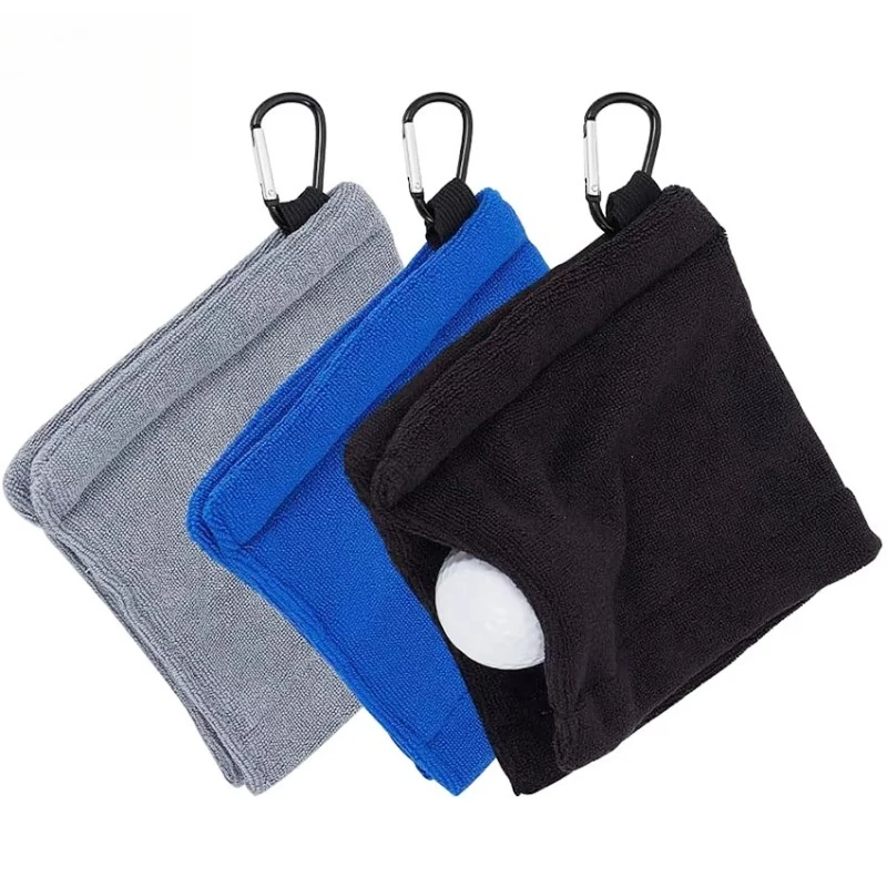 3pcs Golf Ball Towel with Snap Hook,Microfiber Amphibian Wet Dry,for Golf Bag Course Exercise Gym,Golf Ball Cleaner Accessories