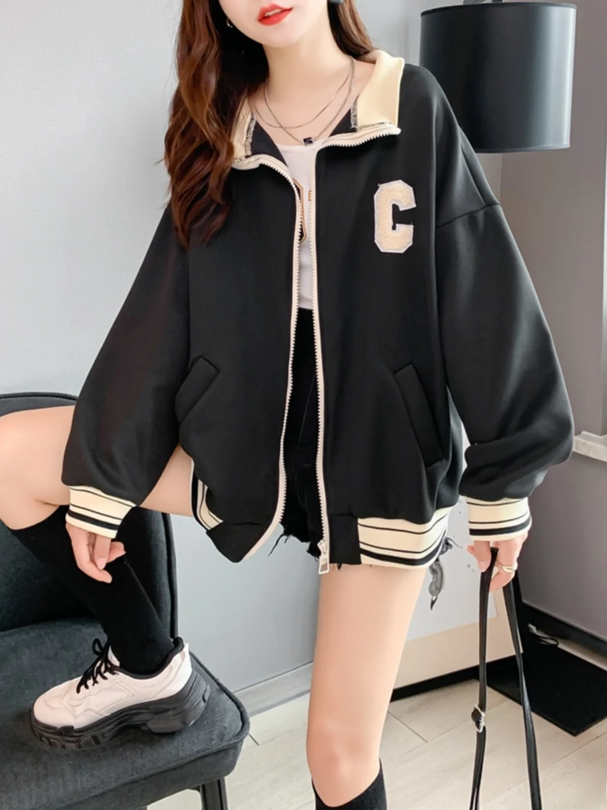 Street Style Sweet Girl Baseball Jacket Cardigan Thick Cotton Women's Spring Autumn New Korean Style Youthful Student Sports ...