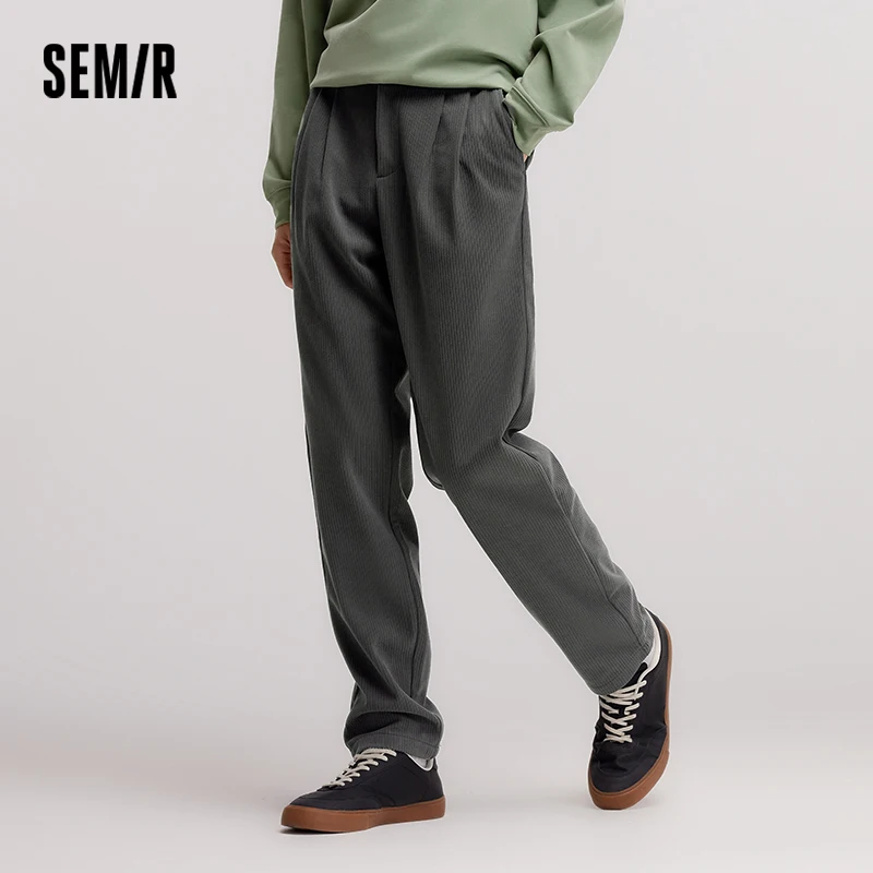 Semir Casual Pants Men 2024 Winter New Texture Warm Knitted Solid Color Versatile Tapered Pants Relaxed Casual Trousers