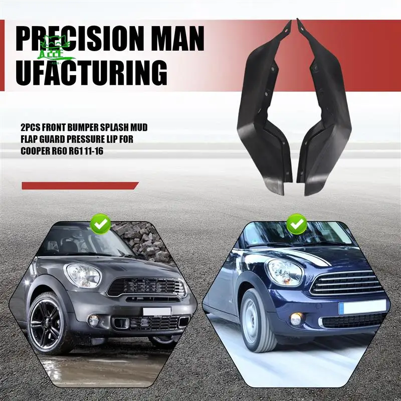 

A22E-2 Pcs Front Bumper Splash Mud Flap Guard Pressure Lip 51119802643 51119802644 For R60 R61 2011-2016