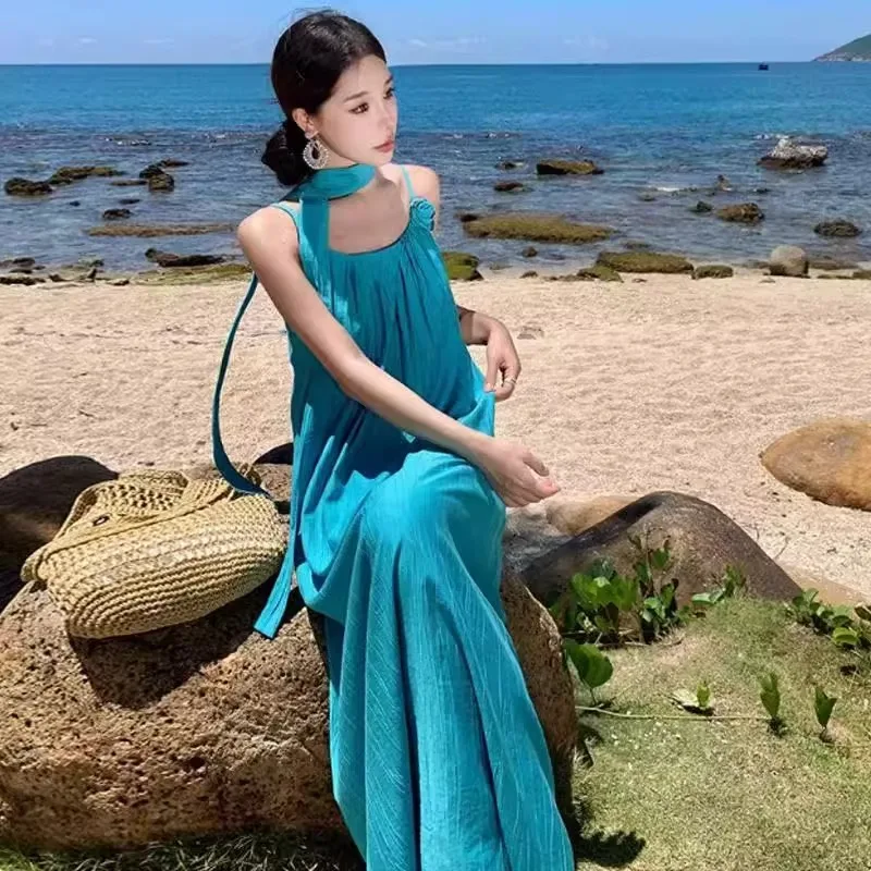 فساتين نسائية أنيقة بدون أكمام ربيعية بسيطة من الكتان قابلة للتنفس وخفيفة الوزن لتقليل العمر جماليات يومية لطيفة وأنيقة