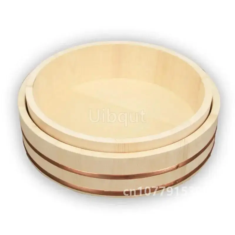 Korean food Japanese style copper edge basin big bowl bucket Cuisine Bibimbap sashimi sushi wooden barrel mixing rice wood spoon