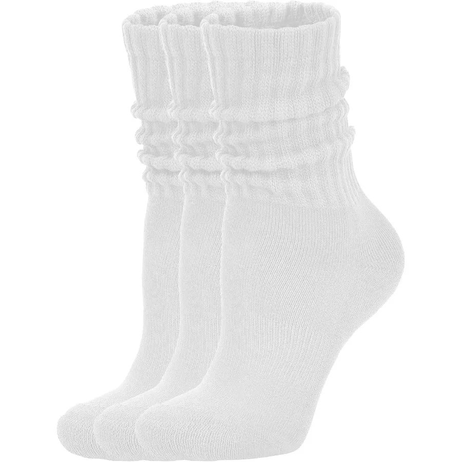

Women's Retro 3Pack Solid Cotton Boot Calf Socks with Chunky Ribbed Design for Cozy Comfort Slouchy Fit Ideal for Casual Wear E