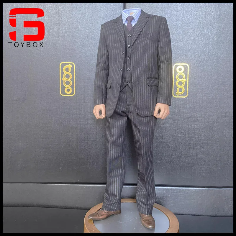 

TOPO TP012 1/6 Scale Christian Bale Gray Striped Suit Male Clothes Model Fit 12'' Soldier Action Figure Body Dolls