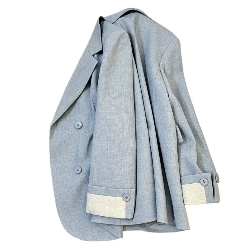 Blue Fashion Design Sense Blazer Women's 2026 Spring Autumn New Korean Temperament Casual Suit Coat Ladies Blazer Jacket Tops