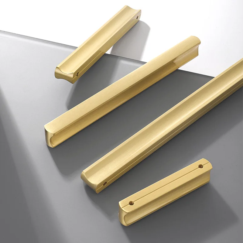 Long Wardrobe Handle Solid Brass Cabinet Pull Bar Gold Drawer Knob Kitchen Bedroom Furniture Handles Door Hardware
