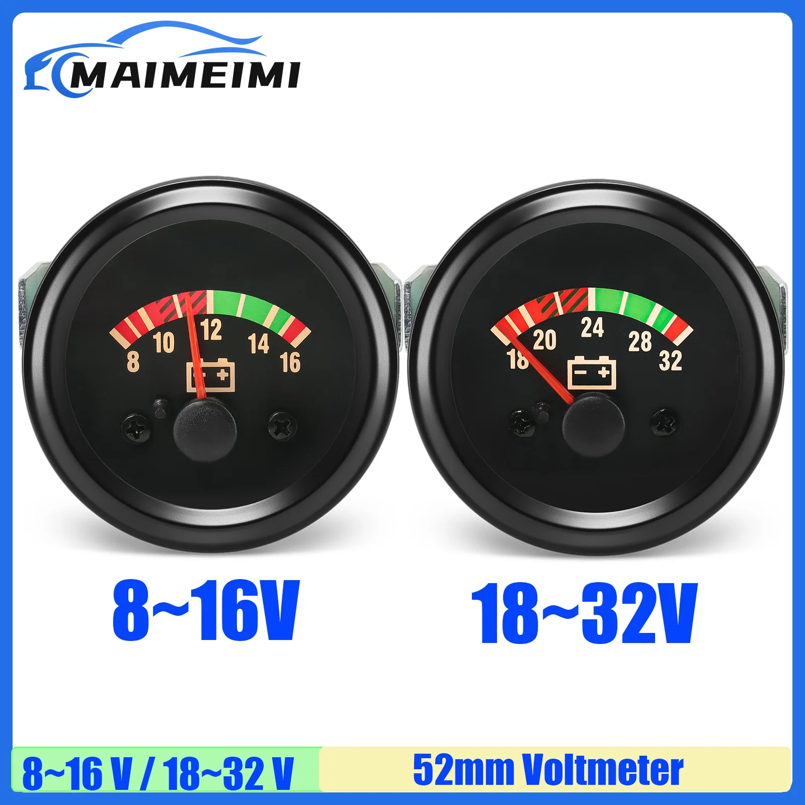 Pointer 52mm Car Gauge DC8-16V,18-32V Voltmeter Generator Voltage Gauge Meter For Diesel Engine Car 12V/24V Optional custom